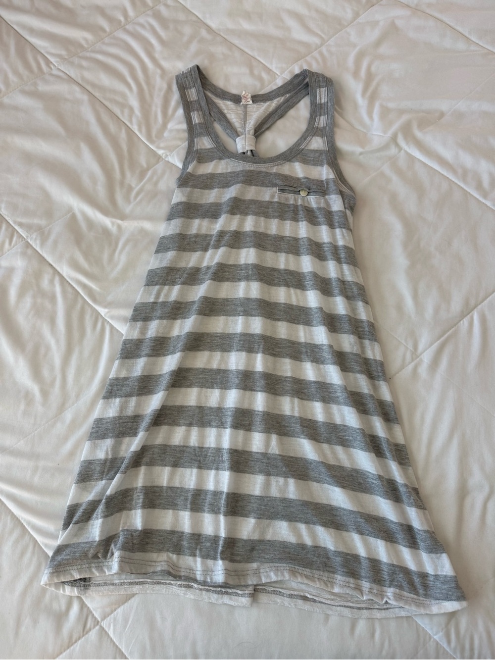 Xhilaration Gray and White Striped Racerback Coverup Mini Dress